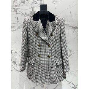 2024 Women's Clothing Double-breasted checked chic blazer Spring Summer New 413