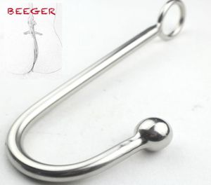 BEEGER Sexy Slave bondage hook Top Quality Stainless Steel Anal Hook with Ball Hole Metal Anal Plug Butt Anal Sex Toys Y181108025791990