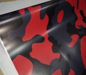 Red Black Large Camo Vinyl för Car Wrap With Air Release Gloss Matt Camouflage Stickers Truck Grafik Självhäftande 152x30M 59507556