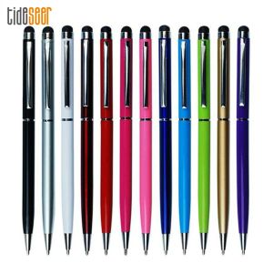 Pennor 100 st 2 i 1 mini Capacitive Touch Pen Stylus -skärm för iPhone iPad Smarttelefon Tablett Laptop Buildin Ballpoint Pennor