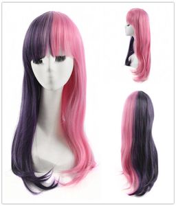 Melanie Martinez Cosplay Half Purple Half Pink Wig Long Straight Women Wigs GTGT Ny högkvalitativ modebild1036493