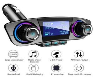 Автомобильный Bluetooth FM -передатчик беспроводной ручной работы o Receiver Auto Mp3 Player 2.1a Двойной USB -аксессуары для быстрого зарядного устройства 4353933