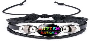 New Kids Autism Awareness Bracelets For Children Autism Boy Girl charm leather Wrap Wristband Bangle Fashion Inspirational Jewelry8966180