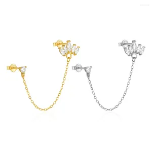 Stud Earrings BOAKO 925 Sterling Silver Trendy Chain Tassel Crown-shaped Zircon For Women 1 Pc Daily Wear Party Jewelry Earring