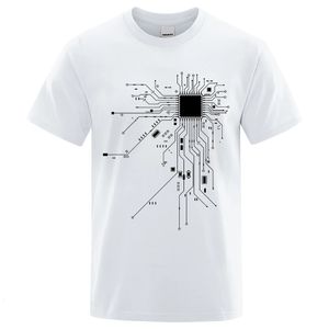 CPU Processor Circuit Diagram T Shirt Men Summer Cotton T-shirt Mens Funny Tops Fashion Tees Homme Brand Unisex Clothes C99 240412