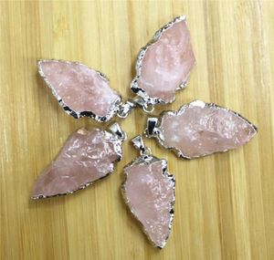 Pendant Necklaces Fashion Raw Ore Gemstones Transparent Quartz Aura Charm Necklace Arrow Head Rough Healing Point Natural Stone Pe9662891