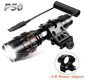 El feneri Torçlar Güncellenmiş P50 Taktik LED El Flashlight 2000 Lümenler Şarj Montaj Montajlı El feneri El Fener Montaj Klipli Avlanma Işığı L2210147297949