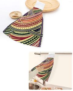 Towel Polynesian Ethnic Texture Hand Towels Home Kitchen Bathroom Hanging Dishcloths Loops Quick Dry Soft Absorbent