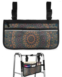 Storage Bags Mandala Pattern Retro Wheelchair Bag With Pockets Armrest Side Electric Scooter Walking Frame Pouch