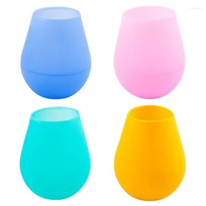 Cups Saucers High Quality 1Pc Silicone Wine Glass Drink Cup Water Unbreakable Outdoor Camping Glasses For Party Travel Pool Picnic