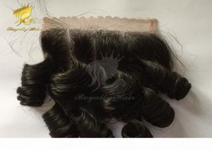 1016inch Brazilian Human Hair Egg Curl Lace Closure Bleached Knots 4x4 Bouncy Curly Closure bleached Knots4127135