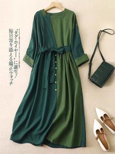 Casual Dresses Fashionable And High-End Retro Color Blocking Dress Oversized Women's Clothing Loose Fitting Spring 2024 Long K384