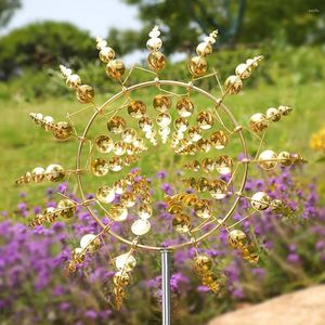 Decorative Flowers Unique And Magical Kinetic Metal Windmill Outdoor Dynamic Wind Spinners Yard Patio Lawn Garden Landscape Ornament
