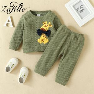 Hose Zafille Winter Baby Kleidung Set Cartoon Giraffe gedruckte Pullover+Hosen Leisure Kinder Kleinkind Kostüm gemütlich Jungen Mädchen Nachtwäsche