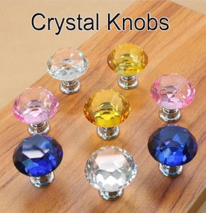 30mm Diamond Crystal Door Knobs Glass Drawer Knobs Kök Skåp Möbler Handtag Knob Skruvhandtag och S9536703