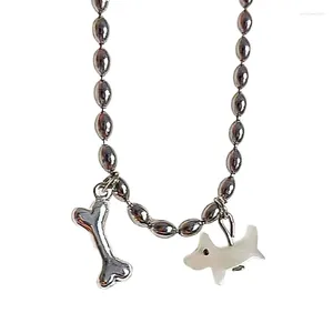 Hänghalsband E0BF Fashionabla hundbenhalsband Stylish Clavicular Chain Neck smycken unika pärlkorg för fashionistas