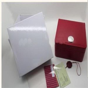 Lüks Yeni Square Red Omega Kutusu İzle Kitapçık Kartı ve İngiliz Saatlerinde Kağıtlar Kutu Orijinal İç Dış Erkekler Bilek saati 8670639