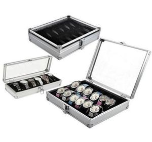 612 Gitterschlitze Wächterbox praktische leichte Uhr Wickler Schmuck Wache Hülle Halter Display Aufbewahrungsbox Aluminium Organize2435171