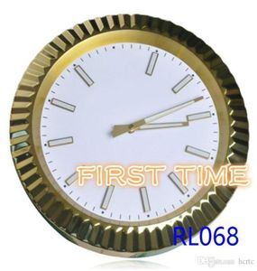 Relógios de parede RLX Metal Clock de alta qualidade Decoração doméstica Caixa de ouro em aço inoxidável Branco Dial Style7015361