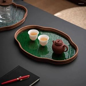 Tea Trays Coffeeware Teaware Tray Kettle Kitchen Modern Office Vintage Glass Serving Food Bandeja de Vidro Accessories