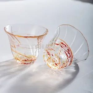 Wine Glasses 4pcs/set Colorful Hammer Pattern Fashion 50ml Multipurpose Drinkware Sake Shochu Vodka Glass Coffee Tea Cup Gift