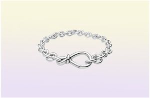 Kvinnor Fashion Chunky Infinity Knot Chain Armband 925 Sterling Silver Femme Jewelry Fit Beads Luxury Design Charm Armband Lady Gift With Original Box5145544