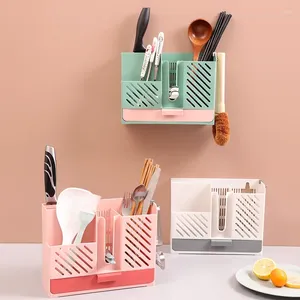 Kitchen Storage Perforation-free Easy Installation Tableware 1PC Wall Hanging Drain Chopsticks Box Cage Home
