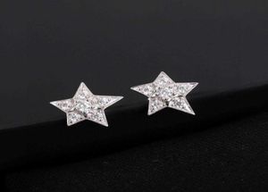 Brand Pure 925 Sterling Silver Earrings Star Full Diamond Stud White Gold 925 Meteor7171035