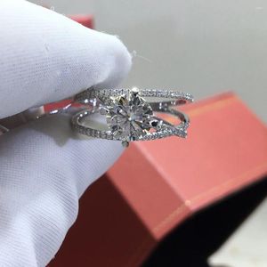 Ringos de cluster inbeaut 925 prata platina excelente corte 1 ct d color passa diamante teste moissanite para sempre anel de amor jóias clássicas