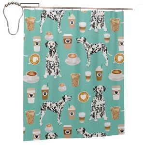 Shower Curtains Mint Coffee Dalmatian Dog Print Curtain For Bathroon Funny Bath Set With Iron Hooks Home Decor Gift 60x72in