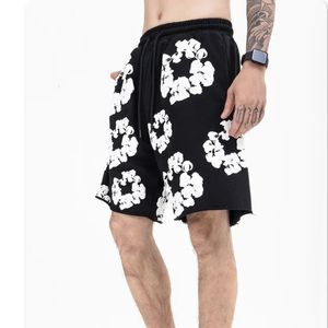 Shorts de verão de espuma de kapok h para homens e mulheres harajuku atrelamento casual terry cinco pontos de moletom hip hop shorts y2k solto 240412