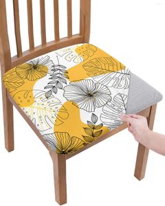 Stuhlabdeckungen tropische Pflanzen Linien Einfacher Sitzkissen Stretch Dining 2pcs Cover -Abdeckungen für das Wohnzimmer im Banken