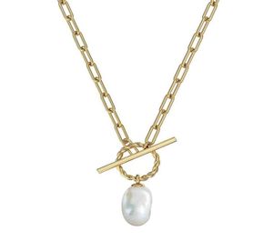 T bar Gold Filled Choker Necklace Good Quality Womans 2021 Sell 14K Plated Stainls Steel Vintage Pearl Pendant Necklace25956427409863