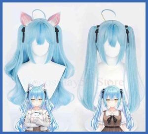 Vtuber Yukihana Lamy Wig Hololive Girls Cosplay Gradient Blue Long Curly Wavy Pigtails合成髪のロールプレイAA2203179377145