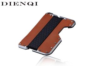 DIENQI New Genuine Leather Card Holder Men Aluminum Metal RFID Blocking Credit Card Holder Slim Minimalist Wallet Cardholder LJ2009557958