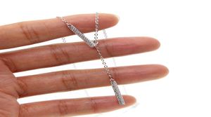 Wholelariat y halsband Rhodium pläterade 925 Sterling Silver Summer Women Sexiga halsband med dubbel CZ -bar charm enkel mode9745770