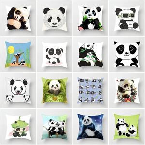 Travesseiro 40/45/50/60cm adorável capa impressa em panda para sofá decoração de carro caseira