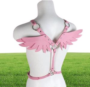 Cinghia di cuoio imbracatura Donne rosa Belta della spada Ala angelo Ali punk abiti gotici abbigliamento rave per feste di gioielli kawaii accessori3077453