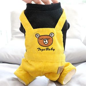 Dog Apparel Corduroy Jumpsuit Thicken Warm Clothes Puppy Yorkie Clothing Poodle Bichon Pomeranian Schnauzer Pet Coat Costumes