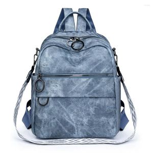 School Bags High Quality Soft PU Leather Back Pack Women Laptop Backpacks Classic Knapsack Ladies Large Capacity For 2024
