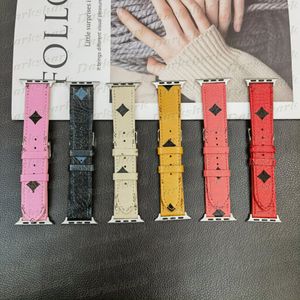 Luxurys M Designer Smart Watch Straps per iWatch 9 8 7 6 5 4 3 2 Ultra SE Sostituzione in pelle in pelle Braccialette cinghia cantante da polsi stampata stampa 38 mm 41mm 41mm 42 mm 44mm