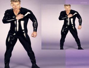 MEN039S Tracksuits plus Größe Herren Fetisch Latex Männer Voll Ärmel dünn dünn bodysuit catsuit Club Tanz -Outfit Stripper Bühne PE4425011