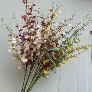 Decorative Flowers 5 PCS Realistic Artificial Party Home Decor Quality Orchid Flores Artificias Wedding Decoration Table Kawaii Room