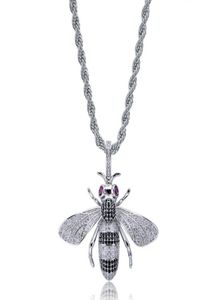 Hip Hop Necklaces Exquisite Fashion 18K Gold Plated Honey Bee Pendant Necklaces Luxury Zircon Men Necklaces Jewelry8453612