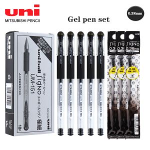 PENS JAPAN UNI GEL PEN SET UM151 Double Steel Ball Point Pen Extremt Fine Signature Pen 0.38mm Kawaii Black Pen Stationery