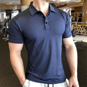 メンズポロスポロシャツの筋肉トップススキニートッププレーンTシャツ男性のための首輪ティー衣類スリムフィットxl