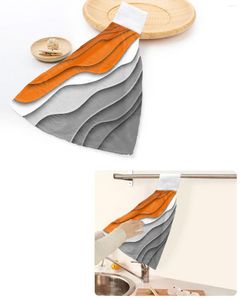 Toalha laranja gradiente cinza geométrico abstrato toalhas de mão casa cozinha banheiro pendurado panos de prato loops absorventes limpeza personalizada