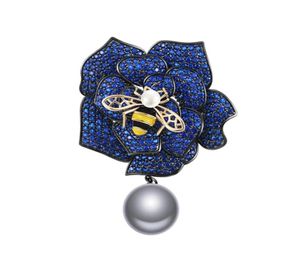 Elegant Bee Flower Brosches Emamel Pins Honeybee Crystal Rose Jewelry Pin Broach Wedding Bouquet Pin Brosche Femme Bijoux64605659828164