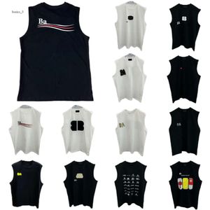 Balenciaiga Tシャツ男性デザイナーの袖なしHerringbone Vest Tシャツの女性の手紙印刷されたカジュアルベストカップ