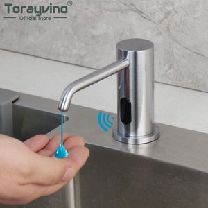 Liquid Soap Dispenser Torayvino Brushed Nickel 500ml Automatic ABS Touchless Sensor Shampoo Detergent For Kitchen